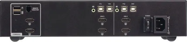 Alt view image 2 of 3 - ATEN 2-Port USB HDMI Dual Display Secure KVM Switch with CAC (PSD PP v4.0 Compliant) - 2 Computer(s) - 1 Local User(s) - 3840 x 2160 - 50 Hz, 60 Hz - 7 x USB - 6 x HDMI - Rack-mountable