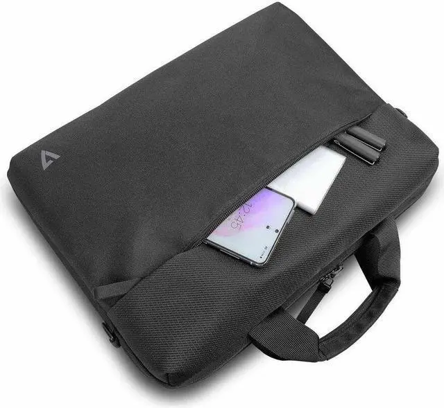 Alt view image 4 of 8 - V7 CTP14-ECO2 Carrying Case (Briefcase) for 14.1" Notebook - Black - V7 RPET Eco-Friendly Recycled material Business Briefcase Topload for 14.1" Notebook Laptop Case - Black - Weather Resist