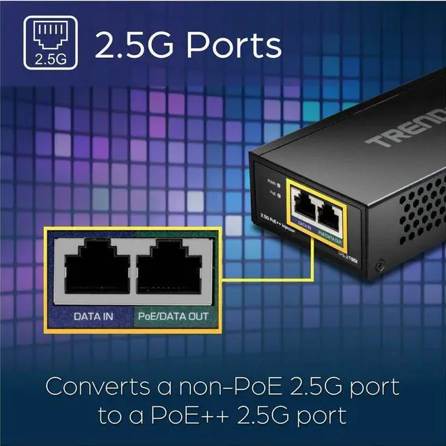 Alt view image 10 of 20 - TRENDnet TPE-219GI 2.5G PoE++ Injector