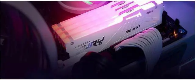 Alt view image 5 of 20 - Kingston Fury Beast White Rgb Expo 64Gb 6000Mt/S Ddr5 Cl30 Dimm Desktop Gaming Memory Kit Of 2 - Kf560C30Bweak2-64