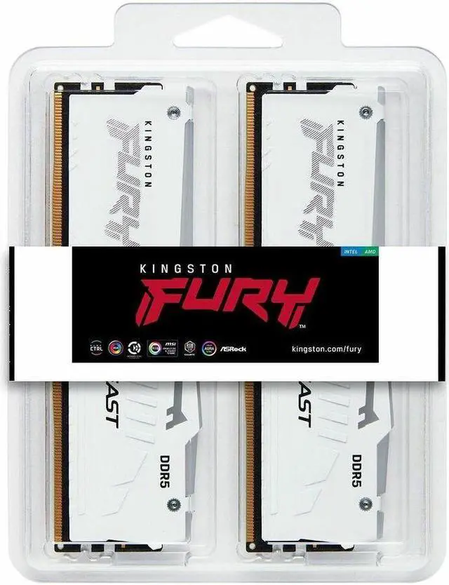 Alt view image 6 of 20 - Kingston Fury Beast White Rgb Expo 64Gb 6000Mt/S Ddr5 Cl30 Dimm Desktop Gaming Memory Kit Of 2 - Kf560C30Bweak2-64