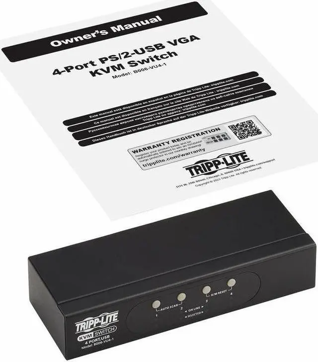 Alt view image 13 of 20 - Tripp Lite by Eaton 4-Port VGA KVM Switch for USB or PS/2 Keyboard/Mouse