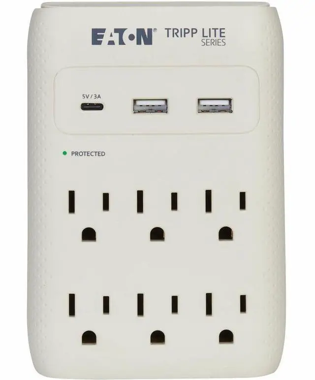 Alt view image 4 of 8 - Eaton Tripp Lite Series Protect It 6-Outlet Surge Protector with USB Gray SK60C