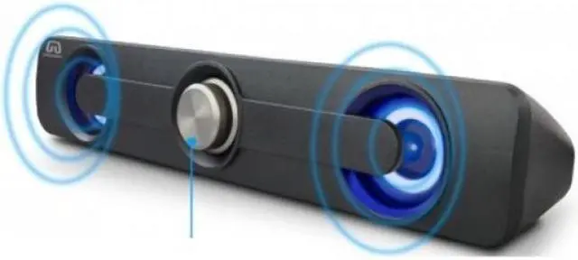 Alt view image 13 of 15 - Desktop Compact USB Powered Wired Multimedia Mini Stereo Sound Bar 3.5mm Audio Jack Blue LED 2.5 Watts