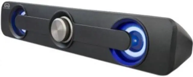 Alt view image 15 of 15 - Desktop Compact USB Powered Wired Multimedia Mini Stereo Sound Bar 3.5mm Audio Jack Blue LED 2.5 Watts