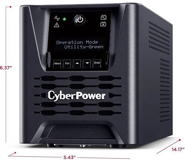 Alt view image 15 of 16 - CyberPower PR750LCD3C Smart App Sinewave UPS Systems - 750VA/750W, 100 - 125 VAC, NEMA 5-15P, Tower, Sine Wave, 6 Outlets, LCD, PowerPanel® Business