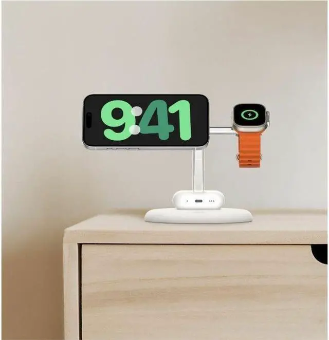 Alt view image 3 of 12 - Belkin BoostCharge Pro Cradle - Wireless - iPhone, Apple Watch, AirPods - 3 Slot - Qi2 - Charging Capability - Black