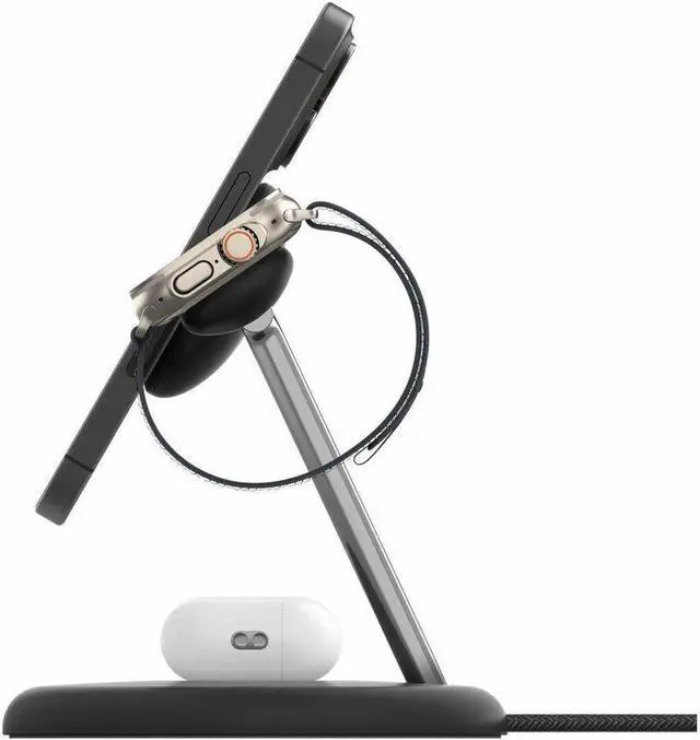 Alt view image 7 of 12 - Belkin BoostCharge Pro Cradle - Wireless - iPhone, Apple Watch, AirPods - 3 Slot - Qi2 - Charging Capability - Black
