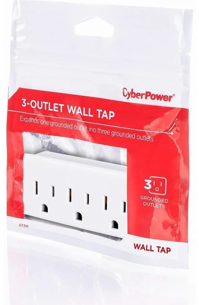 Alt view image 4 of 9 - CyberPower GT3W Straight 3 Outlet Adapter White