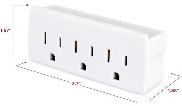 Alt view image 7 of 9 - CyberPower GT3W Straight 3 Outlet Adapter White