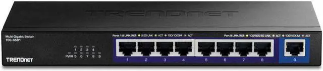 Alt view image 12 of 16 - TRENDnet 9-Port Multi-Gig Switch, TEG-S591, 8 x 2.5G RJ-45 Ports, 1 x 10G RJ-45 Port, 60Gbps Switching Capacity, Ethernet Splitter, NDAA & TAA Compliant, Lifetime Protection, Black