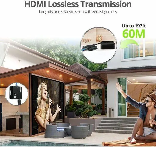 Alt view image 4 of 8 - SIIG HDMI Over Cat6 Extender - 60m - 1080p - PoC - Metal Housing - HDMI Over Cat6 Extender - Extends HDMI audio/video signals up to 197ft over Cat6 cable. Supports 720p/1080i/1080p at 60Hz resolutions