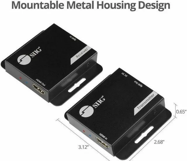 Alt view image 6 of 8 - SIIG HDMI Over Cat6 Extender - 60m - 1080p - PoC - Metal Housing - HDMI Over Cat6 Extender - Extends HDMI audio/video signals up to 197ft over Cat6 cable. Supports 720p/1080i/1080p at 60Hz resolutions