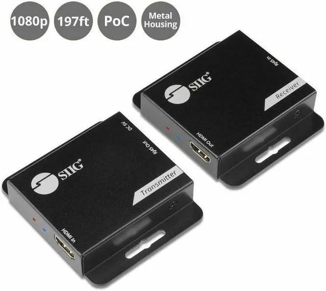 Alt view image 7 of 8 - SIIG HDMI Over Cat6 Extender - 60m - 1080p - PoC - Metal Housing - HDMI Over Cat6 Extender - Extends HDMI audio/video signals up to 197ft over Cat6 cable. Supports 720p/1080i/1080p at 60Hz resolutions
