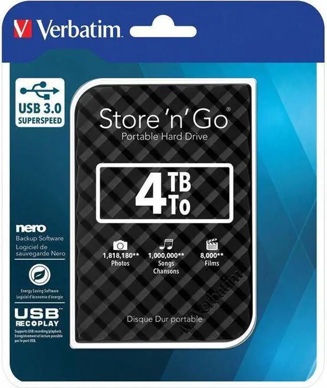 Alt view image 5 of 11 - 2.5"4tb usb 3.0 superspeed black hdd, gen2, green button, store 'n' go verbatim external hard drive