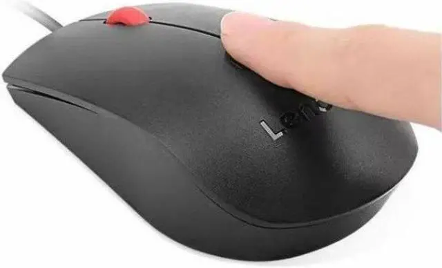Alt view image 5 of 7 - Lenovo Fingerprint Biometric USB Mouse Gen 2 - Optical - Cable - Black - USB Type A - 1600 dpi - Scroll Wheel - 3 Button(s) - Symmetrical
