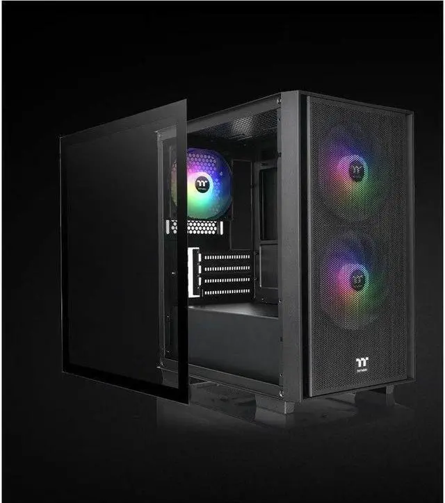 Alt view image 13 of 17 - Thermaltake Versa H16 TG ARGB Black Micro ATX Tower Case Tempered Glass Side Panel 3 Pre-Installed ARGB Fans CA-1Y8-00S1WN-02