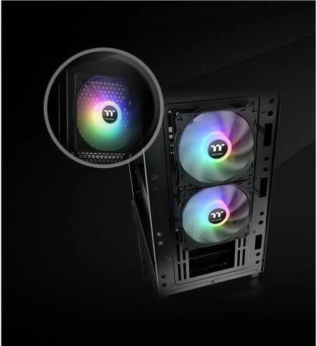 Alt view image 14 of 17 - Thermaltake Versa H16 TG ARGB Black Micro ATX Tower Case Tempered Glass Side Panel 3 Pre-Installed ARGB Fans CA-1Y8-00S1WN-02