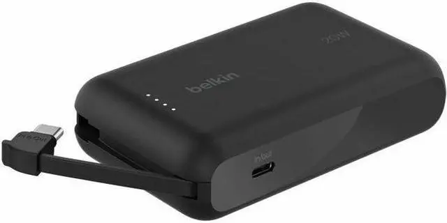 Main image of Belkin BoostCharge Power Bank 10K With Integrated Cable - For Smartphone, Tablet PC, iPad mini, iPad, iPad Pro - 10000 mAh - Black