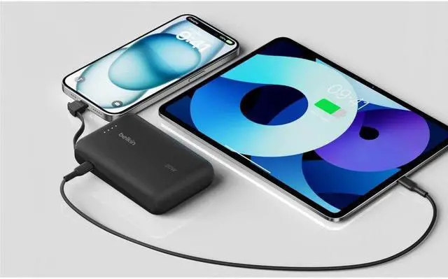Alt view image 5 of 14 - Belkin BoostCharge Power Bank 10K With Integrated Cable - For Smartphone, Tablet PC, iPad mini, iPad, iPad Pro - 10000 mAh - Black