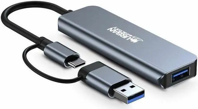 Alt view image 3 of 11 - Urban Factory USB-A/C Hub 4 Ports USB 3.0 - USB 3.2 Gen 1 (3.1 Gen 1) Type-C - 640 MB/s - Notebook, Tablet - 4 USB Port(s)