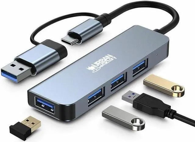 Alt view image 4 of 11 - Urban Factory USB-A/C Hub 4 Ports USB 3.0 - USB 3.2 Gen 1 (3.1 Gen 1) Type-C - 640 MB/s - Notebook, Tablet - 4 USB Port(s)
