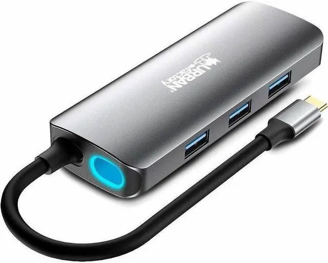 Alt view image 2 of 8 - Urban Factory HUBEE Docking Station - for Notebook/Desktop PC - Memory Card Reader - SD, microSD - USB Type C - 4K UHD - 3840 x 2160 - 4 x USB Ports - 3 x USB 3.0 - 3 x USB Type-A Ports - USB Type-A -