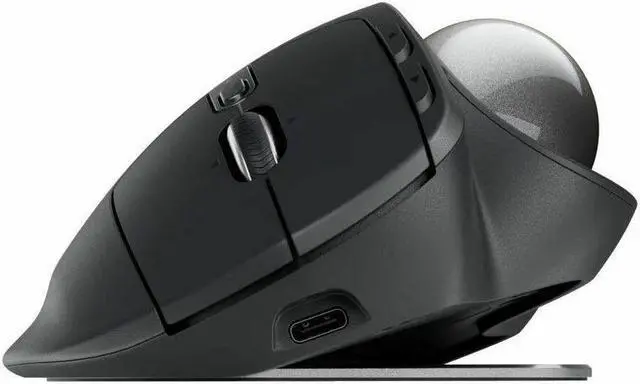Alt view image 3 of 7 - Logitech MX Ergo S Plus Advanced Wireless Trackball Mouse, USB-C Rechargeable Wireless Ergonomic Mouse With Bluetooth and Encrypted Dongle, 6 Programmable Buttons, for PC/Mac (Graphite) - Optical - Wi