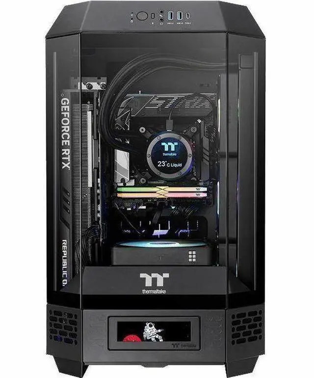 Alt view image 13 of 20 - Thermaltake Tower 250 Black Mini-ITX Mini Tower 2x120mm CT Fans Included 360mm Radiator Support 360mm GPU Clearance Dual Chamber CA-1Z9-00S1WN-00