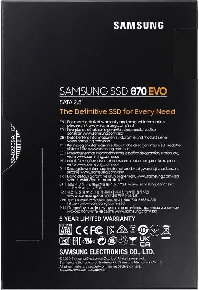 Alt view image 12 of 12 - Samsung 870 1 TB Solid State Drive - 2.5" Internal - SATA (SATA/600) - 560 MB/s Maximum Read Transfer Rate - 256-bit Encryption Standard   EVO MZ-77E1T0E