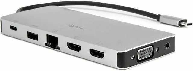 Main image of USB-C Portable Dock Multiport Adapter 100W PD 2x HDMI 1x VGA 4x USB-A SD/TF Gigabit RJ45 3.5mm Audio Port - Premium USB C Portable Dock Multiport Adapter, 12-in-1 Hub - 2x HDMI 1x VGA, 2x USB-A, 2x US