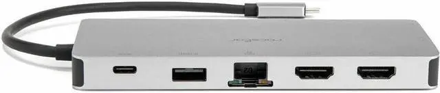 Alt view image 6 of 9 - USB-C Portable Dock Multiport Adapter 100W PD 2x HDMI 1x VGA 4x USB-A SD/TF Gigabit RJ45 3.5mm Audio Port - Premium USB C Portable Dock Multiport Adapter, 12-in-1 Hub - 2x HDMI 1x VGA, 2x USB-A, 2x US