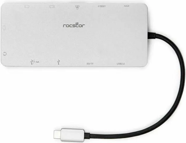 Alt view image 7 of 9 - USB-C Portable Dock Multiport Adapter 100W PD 2x HDMI 1x VGA 4x USB-A SD/TF Gigabit RJ45 3.5mm Audio Port - Premium USB C Portable Dock Multiport Adapter, 12-in-1 Hub - 2x HDMI 1x VGA, 2x USB-A, 2x US