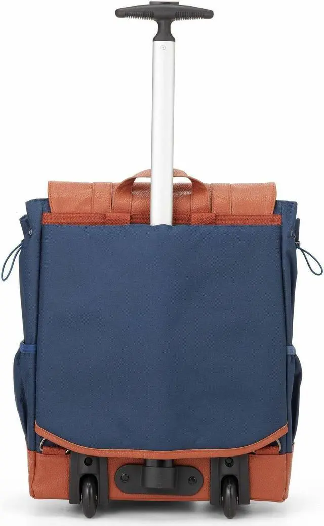 Alt view image 6 of 8 - Francine Collection Wheels Up Carrying Case (Rolling Backpack) for 16" Notebook - Navy - Water Resistant - Vegan Leather, Rubber, Elastic Body - Handle, Trolley Strap - 17" Height x 15"