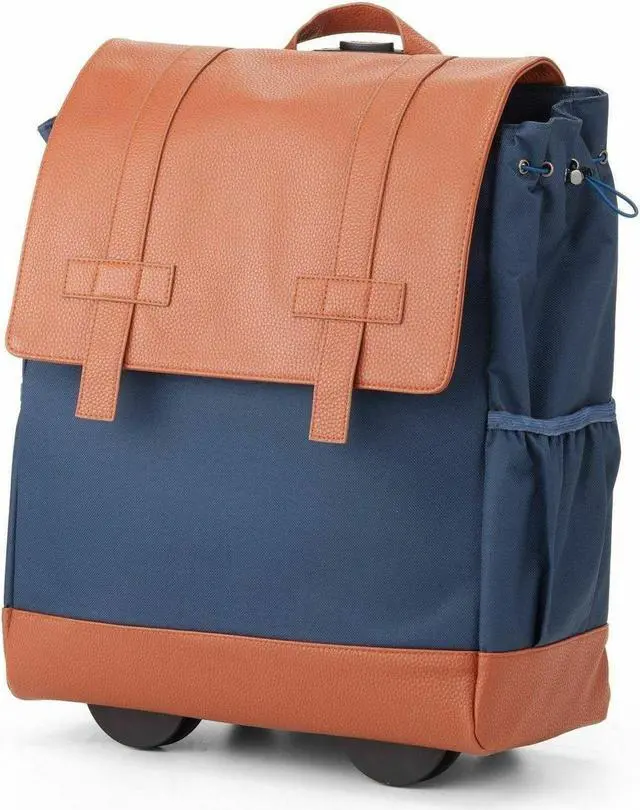 Alt view image 5 of 8 - Francine Collection Wheels Up Carrying Case (Rolling Backpack) for 16" Notebook - Navy - Water Resistant - Vegan Leather, Rubber, Elastic Body - Handle, Trolley Strap - 17" Height x 15"