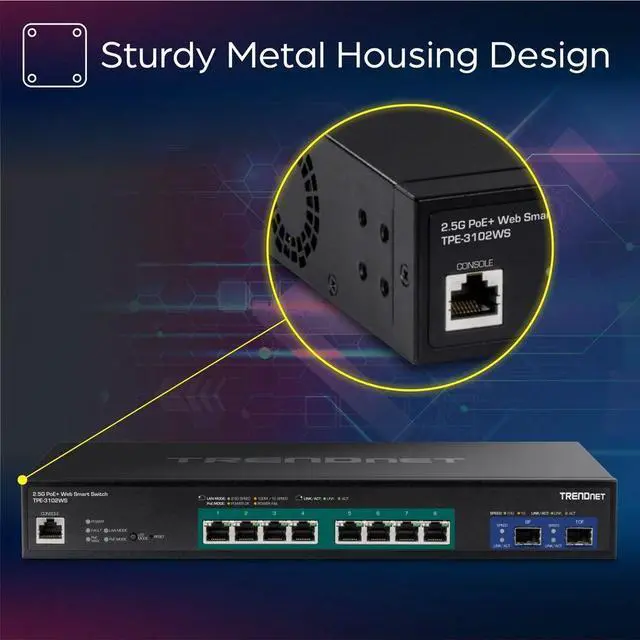 Alt view image 10 of 16 - TRENDnet TPE-3102WS, 10-Port Multi-Gig Web Smart PoE+ Switch