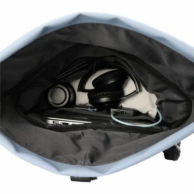 Alt view image 2 of 9 - Swissdigital LAMONE Light Blue Rolltop Backpack - USB Charging Port - RFID Protection Pocket - Eco-Friendly & Water Resistant Fabric - Fits 16" Laptop  SD1681-13