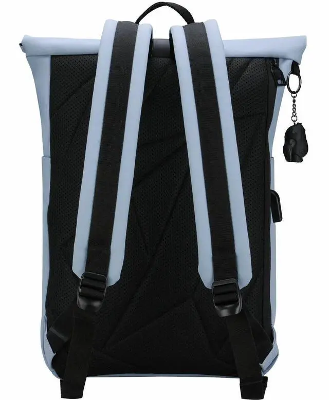 Alt view image 3 of 9 - Swissdigital LAMONE Light Blue Rolltop Backpack - USB Charging Port - RFID Protection Pocket - Eco-Friendly & Water Resistant Fabric - Fits 16" Laptop  SD1681-13