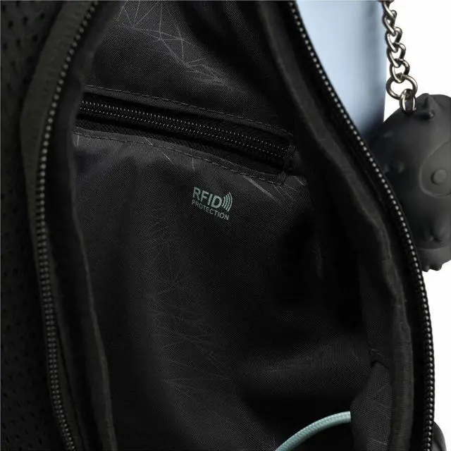 Alt view image 7 of 9 - Swissdigital LAMONE Light Blue Rolltop Backpack - USB Charging Port - RFID Protection Pocket - Eco-Friendly & Water Resistant Fabric - Fits 16" Laptop  SD1681-13
