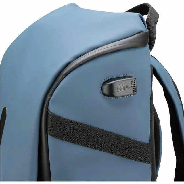 Alt view image 7 of 8 - Swissdigital LAMONE Dark Blue L Backpack - LED Light System - USB Charging Port - RFID Protection Pocket - Eco-Friendly & Water Resistant Fabric - Trolley Sleeve - Fits 16" Laptop  SD1685-16