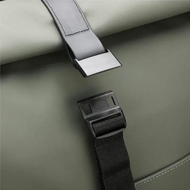 Alt view image 2 of 8 - Swissdigital LAMONE Dark Green Rolltop Backpack - USB Charging Port - RFID Protection Pocket - Eco-Friendly & Water Resistant Fabric - Fits 16" Laptop  SD1681-23