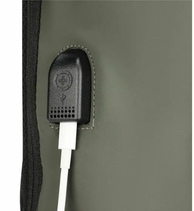 Alt view image 4 of 8 - Swissdigital LAMONE Dark Green Rolltop Backpack - USB Charging Port - RFID Protection Pocket - Eco-Friendly & Water Resistant Fabric - Fits 16" Laptop  SD1681-23