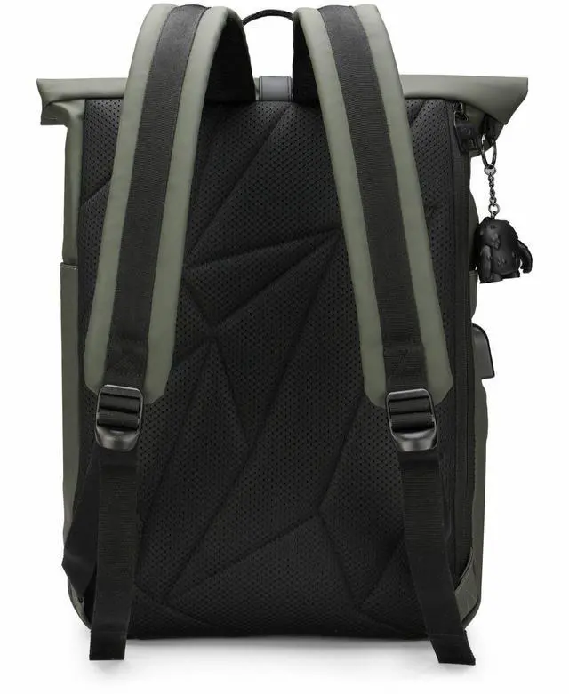 Alt view image 6 of 8 - Swissdigital LAMONE Dark Green Rolltop Backpack - USB Charging Port - RFID Protection Pocket - Eco-Friendly & Water Resistant Fabric - Fits 16" Laptop  SD1681-23