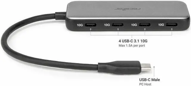 Alt view image 6 of 9 - PREMIUM USB-C HUB - USB-C TO QUAD USB-C 3.1 GEN2 10GBPS PORTS - USB-C MALE INPUT