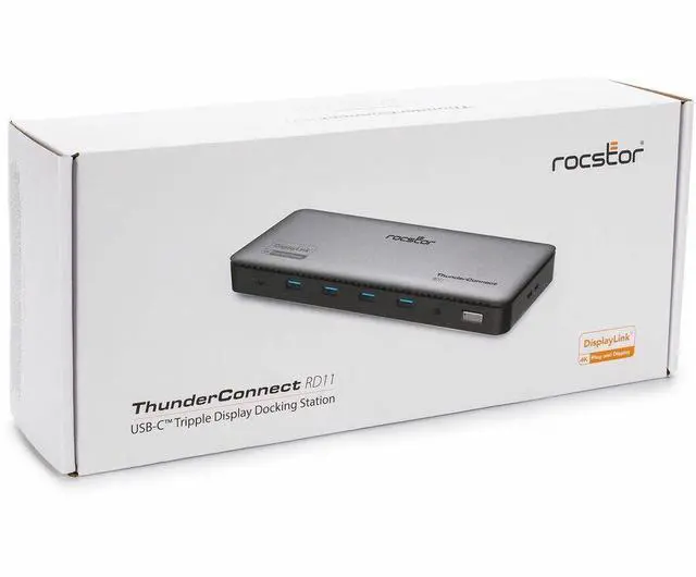 Alt view image 2 of 8 - Rocstor ThunderConnect RD11 USB-C 13-in-1 Triple Display Docking Station - for Notebook/Desktop PC/Tablet/Monitor - Charging Capability - 134 W - USB4 - 3 Displays Supported - 8K @ 30Hz, 4K @ 60Hz - 7
