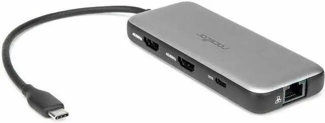 Main image of Rocstor Premium USB-C 8-in-1 Dual HDMI Display Portable Dock Multiport Adapter - for Notebook/Desktop PC/Tablet/Monitor - Charging Capability - Memory Card Reader - SD, microSD - USB Type C - 2 Displa