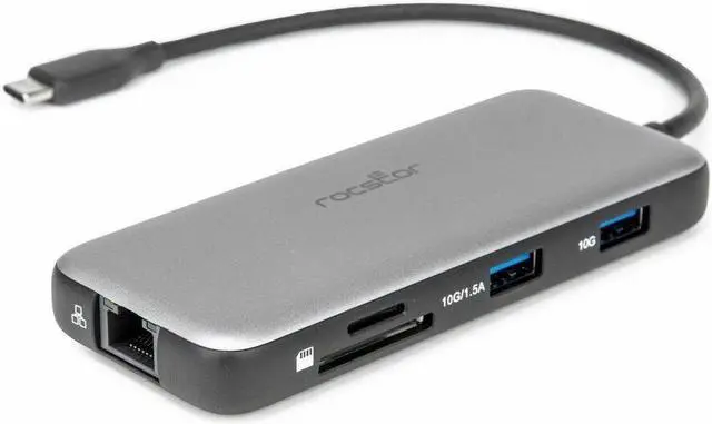 Alt view image 3 of 9 - Rocstor Premium USB-C 8-in-1 Dual HDMI Display Portable Dock Multiport Adapter - for Notebook/Desktop PC/Tablet/Monitor - Charging Capability - Memory Card Reader - SD, microSD - USB Type C - 2 Displa