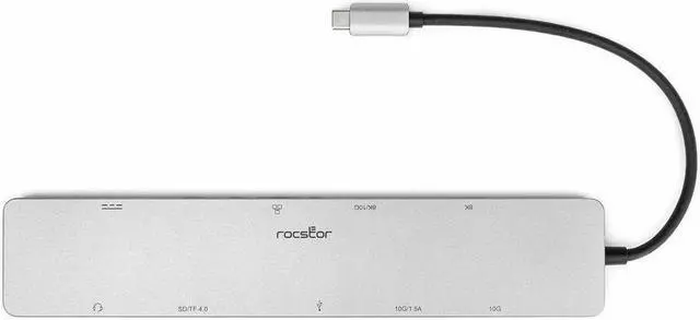 Alt view image 2 of 8 - Rocstor Type-C 10-in-1 Dual Displays Portable Dock with Type-C Video - for Desktop PC/Notebook/Tablet/Smartphone/Monitor/Memory Card Reader - Charging Capability - Memory Card Reader - SD, TransFlash