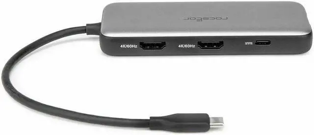 Alt view image 4 of 9 - Rocstor Premium USB-C 8-in-1 Dual HDMI Display Portable Dock Multiport Adapter - for Notebook/Desktop PC/Tablet/Monitor - Charging Capability - Memory Card Reader - SD, microSD - USB Type C - 2 Displa