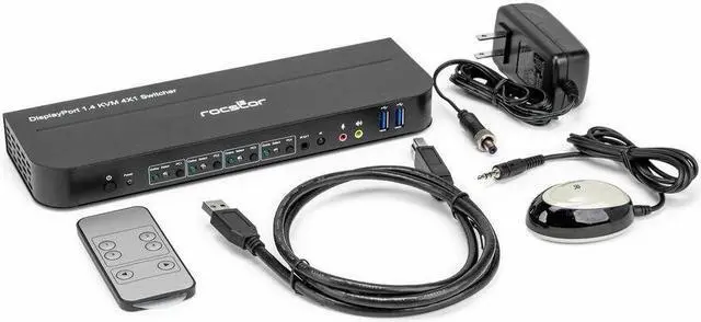Alt view image 2 of 9 - Rocstor SolidKVM SK04 DisplayPort 1.4 and USB 3.0 4?1 KVM Switch - 4 Computer(s) - 1 Local User(s) - 4K - 4096 x 2160 - 8 x USB - USB 2.0HDMI - 5 x DisplayPort